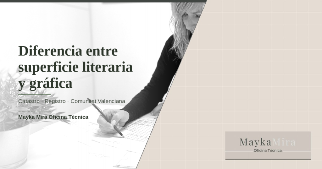 Comparación entre la superficie literaria y la superficie gráfica de una finca con plano parcelario y datos descriptivos de la parcela