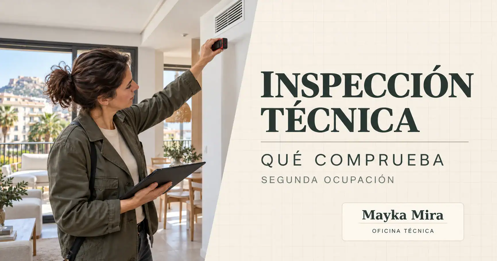 Técnica inspeccionando una vivienda para la segunda ocupación en la Comunitat Valenciana